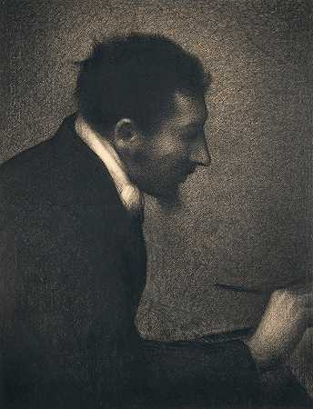 阿曼·让（爱德蒙·弗朗索瓦·阿曼·让肖像）`Aman~Jean (Portrait of Edmond François Aman~Jean) (1882–83) by Georges Seurat