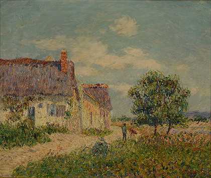 范德鲁伊的茅草屋`Chaumière au Vandreuil (1903) by Gustave Loiseau