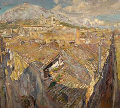 L的一个村庄皇帝`A Village in LEmpordà (1918) by Francesc Gimeno