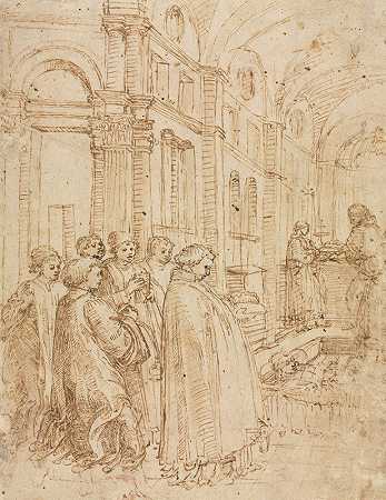 圣斯蒂芬的葬礼`The Funeral of Saint Stephen (c. 1460) by Filippo Lippi