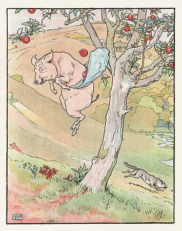 三只小猪的故事Pl 6`The story of the three little pigs Pl 6 (1904) by Leonard Leslie Brooke
