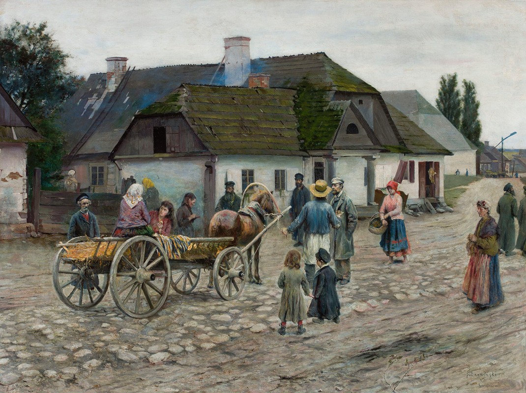 锡耶尼卡大街`Street in Siennica (1891) by Władysław Podkowiński