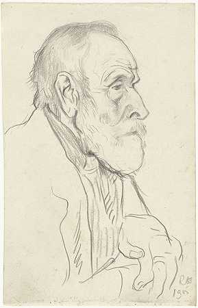 一个老人的头，从侧面`Kop van een oude man, van opzij (1905) by Richard Nicolaüs Roland Holst