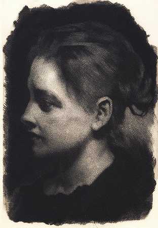 卷发的侧面年轻女孩`Ung pige i profil med opstrøget hår (1898 ~ 1899) by Frans Schwartz