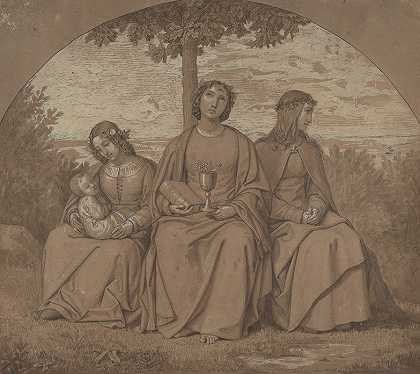 信仰、希望和慈善的寓言`Allegories of Faith, Hope, and Charity (1819) by Heinrich Maria Von Hess