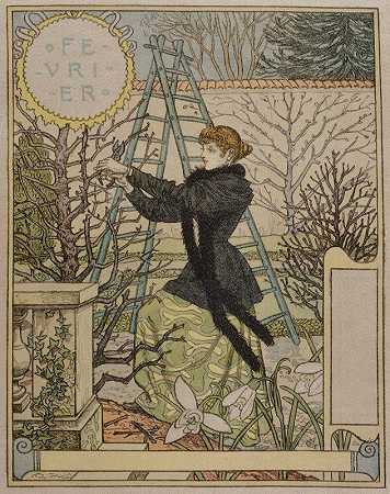 二月`Février (1896~1898) by Eugène Grasset