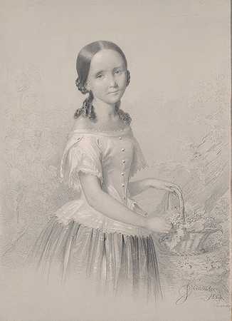 费利克斯·贾西恩斯基母亲的妹妹弗朗西斯卡·沃奥斯卡的画像`Portrait of Franciszka Wołowska, sister of the mother of Feliks Jasieński (1853) by Józef Simmler