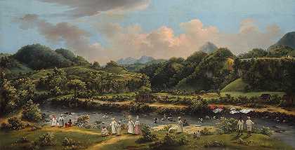 多米尼加罗索河风景`View on the River Roseau, Dominica (1770~80) by Agostino Brunias