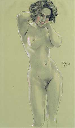 女性裸体`Female Nude (1910) by Max Klinger