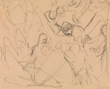 学习哀悼`Study for Mourning (1910) by Umberto Boccioni