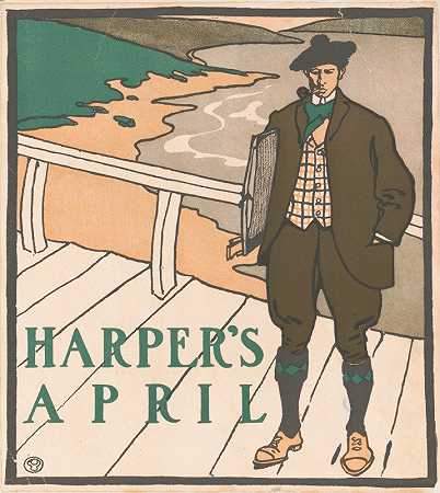 哈珀It’四月`Harpers [for] April (1890) by Edward Penfield
