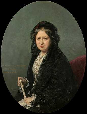 玛丽亚·恩卡纳西翁·库托·德萨维德拉，里瓦斯公爵夫人`María Encarnación Cueto de Saavedra, Duquesa de Rivas (1878) by Federico de Madrazo y Kuntz