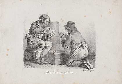 纸牌玩家`The Card Players (1822) by Louis Léopold Boilly