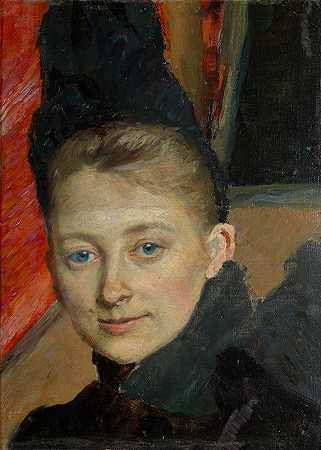艺术家肖像s的第一任妻子née Klemming`Portrait of the Artists First Wife née Klemming (1887) by Richard Bergh
