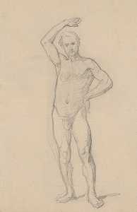 给大祭司的裸体素描画圣马提亚殉道`
Nude sketch to the high priest to the painting Martyrdom of St. Matthias (1866~1867)  by Józef Simmler