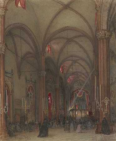 维罗纳大教堂屋内`Interieur van de Dom te Verona (1831 ~ 1914) by Franz Alt