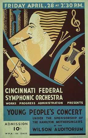 威尔逊礼堂辛辛那提联邦交响乐团`Cincinnati Federal Symphonic Orchestra at Wilson Auditorium (1939) by Joseph Byron Egan