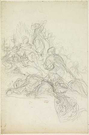 寓言或神话场景`Allegorical or Mythological Scene by Eugène Delacroix