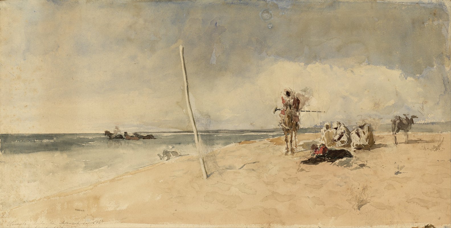 非洲海滩`African Beach (circa 1867) by Mariano Fortuny Marsal