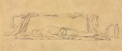 耶稣躺在地上的素描`Sketch of the Dead Christ Lying by the Sepulchre (1800s) by the Sepulchre by Jules-Eugène Lenepveu
