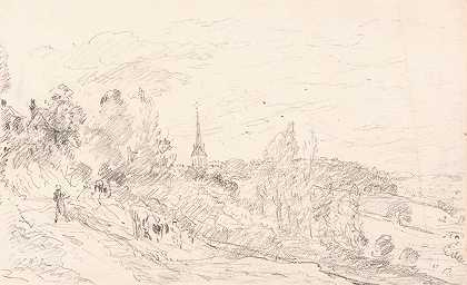 阿伦德尔附近的风景`View near Arundel (between 1834 and 1835) by John Constable