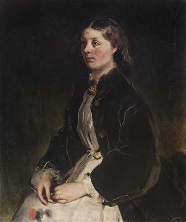 克里斯汀·弗雷夫劳·冯·舍恩伯格肖像`Portrait of Christine Freifrau von Schönberg (1864 or 1868) by Ferdinand von Rayski