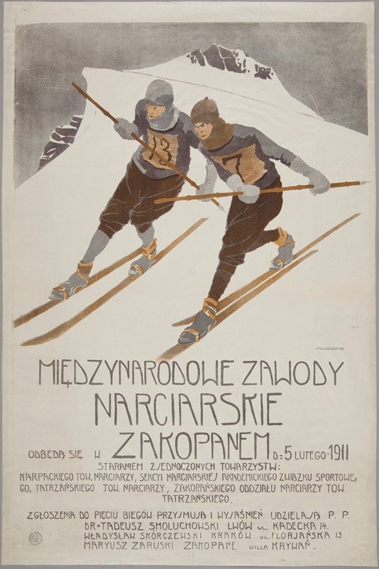 国际滑雪比赛`Międzynarodowe Zawody Narciarskie (1911) by Jan Małachowski