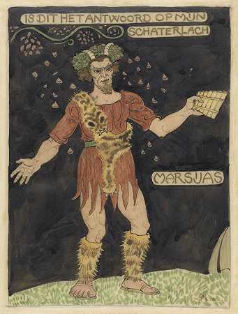 Marsyas服装设计`Ontwerp voor kostuum voor Marsyas (1910) by Richard Nicolaüs Roland Holst