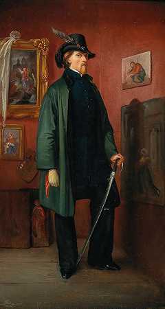 这位画家是一位革命者，他把手套和剑放在室内`The Painter as a Revolutionary with Glove and Sword set in an interior (1848)