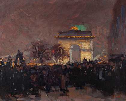 1920年11月11日。在下安装无名士兵的骨灰凯旋门星星`11 novembre 1920. Installation des cendres du soldat inconnu sous lArc de Triomphe de lEtoile (1920) by Ernest Jules Renoux