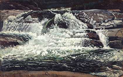 瀑布`A Waterfall (1833) by Knud Baade