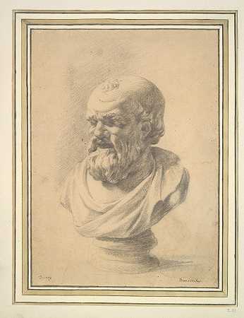 德谟克利特的半身像`Portrait Bust of Democritus (17th century) by Jan de Bisschop