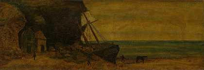 走私者小海湾`The Smugglers Cove (ca. 1880) by Albert Pinkham Ryder