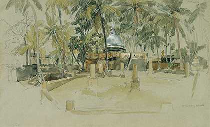 锡兰佛寺（斯里兰卡）`Buddhistischer Tempel auf Ceylon (Sri Lanka) (1858) by Joseph Selleny