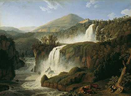 罗马附近的蒂沃利瀑布`Der große Wasserfall von Tivoli bei Rom (1790) by Jakob Philipp Hackert
