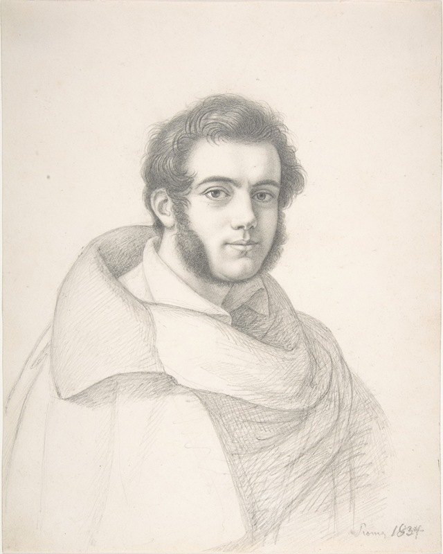 一个年轻人的肖像`Portrait of a Young Man (1834) by Adolf Senff