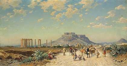 雅典卫城`The Acropolis, Athens by Hermann David Salomon Corrodi