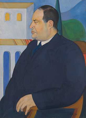 约瑟夫·斯特拉肖像`Portrait of Joseph Stella (1921) by Raphael Sala