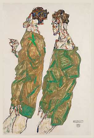 挚爱`Devotion (1913) by Egon Schiele