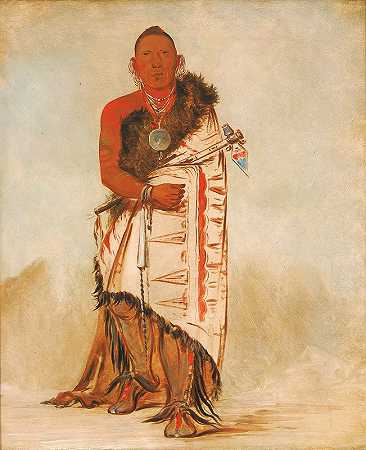Ki-Hó-Go Waw ShúShee，勇敢的酋长，部落首领`Ki~Hó~Go~Waw~Shú~Shee, Brave Chief, Chief of The Tribe (1832) by George Catlin