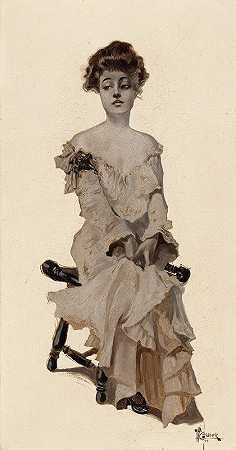 坐着的女孩`Seated Girl (1904) by Walter Dean Goldbeck