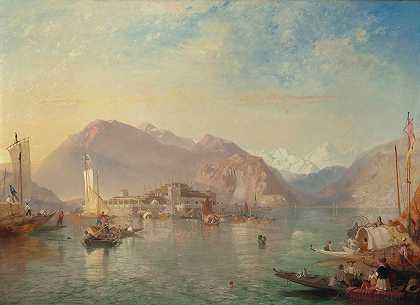 意大利马焦雷湖伊索拉贝拉`Isola Bella, Lake Maggiore, Italy (1857) by James Baker Pyne