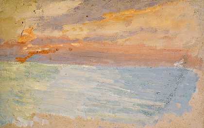 夕阳下的大海`Meer mit untergehender Sonne by Ernst Schiess