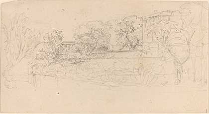 梯田花园`A Terraced Garden by a Villa (1815~21) by a Villa by Friedrich Salathé