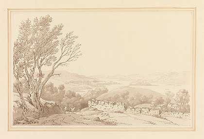 从巴里格俯瞰温德米尔`View over Windermere from above Barig by Joseph Farington