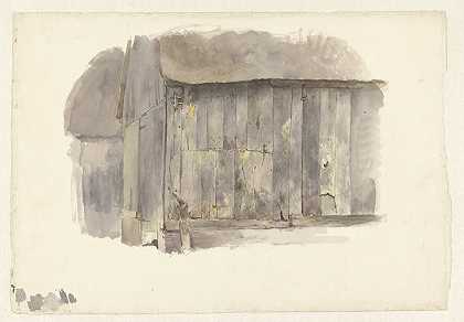 木制谷仓的研究`Studie van een houten schuur (1825 ~ 1873) by Pierre Louis Dubourcq