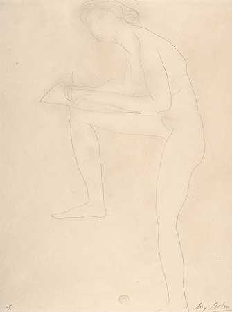 惠斯勒纪念碑上的人物草图`Sketch for Figure on Whistler Monument (1905) by Auguste Rodin