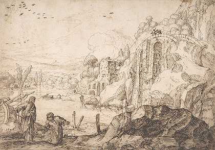 圣彼得召唤下的风景`Landscape with the Calling of St. Peter (17th century) by Jacob Symonsz. Pynas
