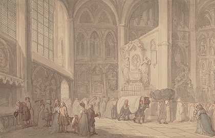 诗人威斯敏斯特大教堂s角`Poets Corner, Westminster Abbey (ca. 1780–1825) by Thomas Rowlandson