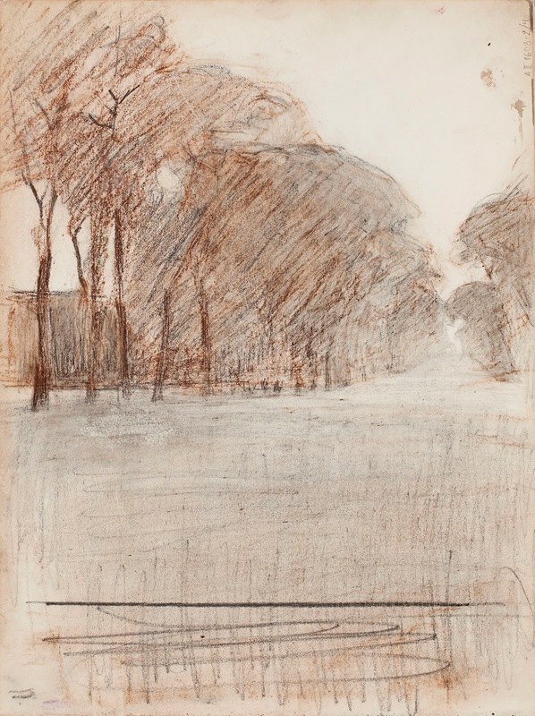 风景、自然`Puistomaisema, luonnos (1891) by Magnus Enckell